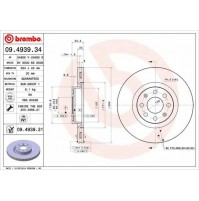 COPPIA DISCHI FRENO BREMBO ANT FOR FIAT GRANDE PUNTO (199)  1.3 D MULTIJET